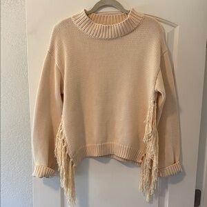 Young Fabulous & Broke Cream Fringe Turtleneck Sweater